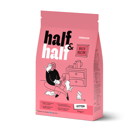 Half&Half sucha karma dla kociąt - wołowina 8 kg
