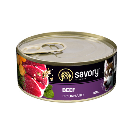 SAVORY mokra karma dla wybrednych psów - pasztet z wołowiny, 100 g