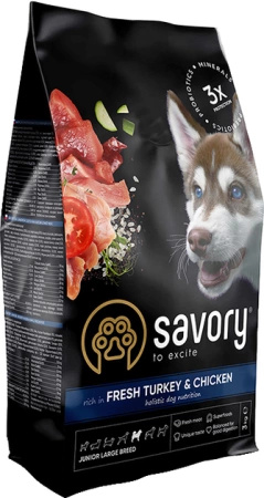 SAVORY Junior dla młodych psów dużych ras - indyk i kurczak 3 kg