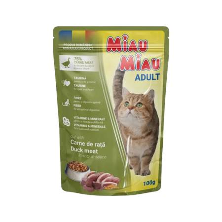 MIAU MIAU mokra karma dla dorosłych kotów - kaczka w sosie 100 g