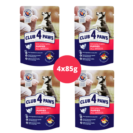 CLUB 4 PAWS Premium mokra karma dla szczeniąt - indyk (4 x 85) 340 g