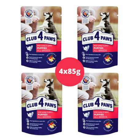 CLUB 4 PAWS Premium mokra karma dla szczeniąt - indyk w sosie (4 x 85) 340 g