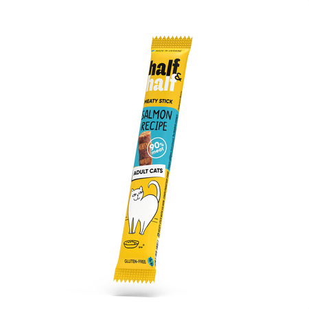 HALF&HALF przysmak dla kotów - mięsne paluszki z łososia, 5 g