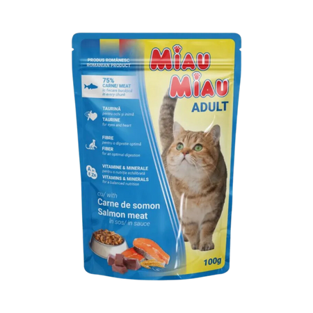 MIAU MIAU mokra karma dla dorosłych kotów - łosoś w sosie 100 g
