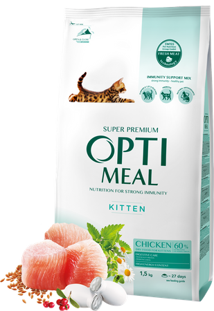 OPTIMEAL Super Premium sucha karma dla kociąt - kurczak 1,5 kg