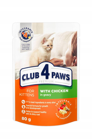 CLUB 4 PAWS Premium mokra karma dla kociąt - kurczak w sosie 80 g
