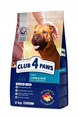 CLUB 4 PAWS Premium sucha karma dla psów - jagnięcina i ryż 2 kg