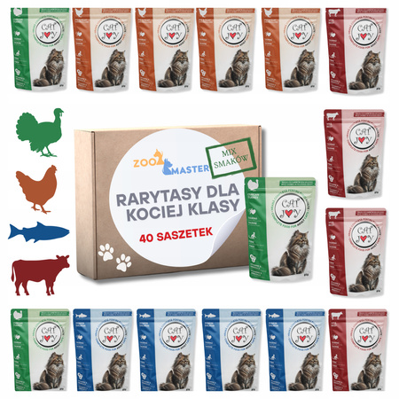 Rarytasy Mix Smaków - Zestaw 40 saszetek mokrej karmy dla kotów