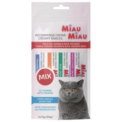 MIAU MIAU kremowy przysmak dla kotów - mix smaków, 4 x 15 g
