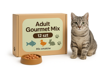 Adult Gourmet Mix – Zestaw 12 saszetek Mokrej karmy dla kota