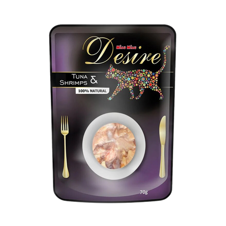 MIAU MIAU DESIRE mokra karma dla kotów - tuńczyk i krewetki w zupie 70 g