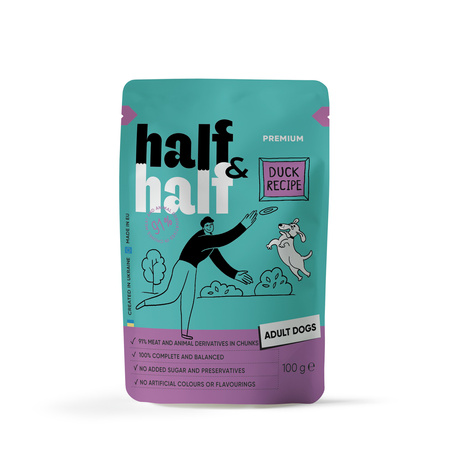 Half&Half mokra karma dla dorosłych psów - kaczka w sosie, 100 g