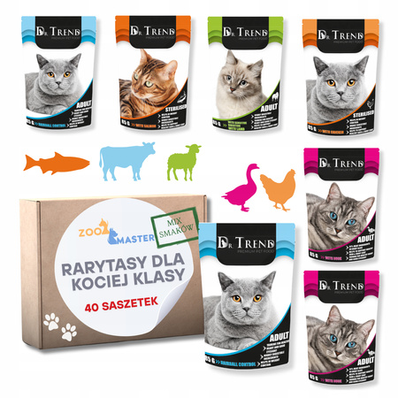 Rarytasy Mix Smaków - Zestaw 40 saszetek mokrej karmy dla kotów
