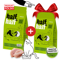 HALF&HALF Sensitive sucha karma dla kotów z indykiem 2 kg + 2 kg