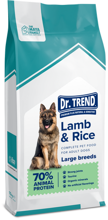 Dr. Trend Premium sucha karma dla psów dużych ras - jagnięcina i ryż, 15 kg