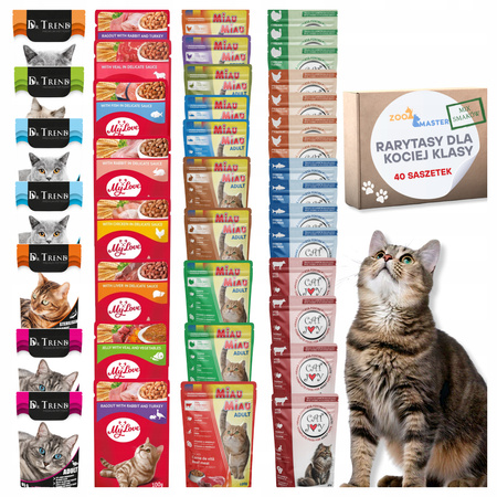 Rarytasy Mix Smaków - Zestaw 40 saszetek mokrej karmy dla kotów