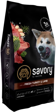 SAVORY sucha karma dla dorosłych psów dużych ras indyk i jagnięcina 12 kg
