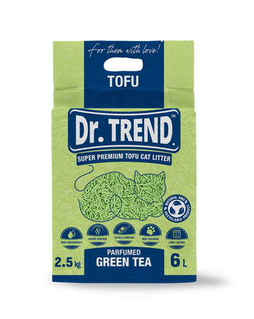 DR. TREND Super Premium Żwirek na bazie tofu o zapachu zielonej herbaty, 6 L