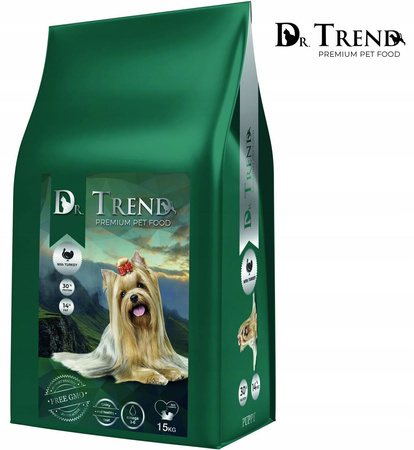 DR. TREND Premium sucha karma dla szczeniąt z indykiem 15 kg + GRATIS