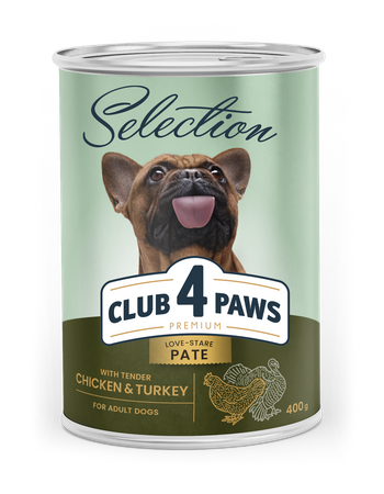 CLUB 4 PAWS Premium Selection mokra karma dla psów - kurczak i indyki 400 g