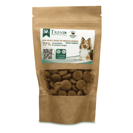 DR. TREND pełnoporcjowa sucha karma dla dorosłych psów średnich ras z indykiem 100 g