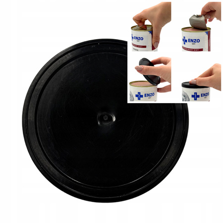 Pokrywka plastikowa do puszek z karmą dla zwierząt czarna ⌀10,0 cm dla puszek 1,25 kg/
