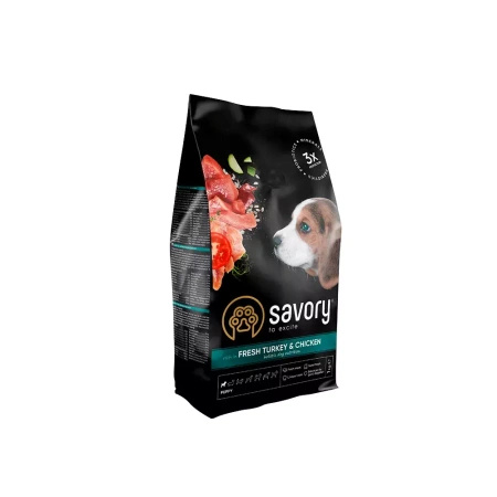 SAVORY sucha karma dla szczeniąt - indyk i kurczak 1 kg