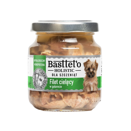 BASTTET'O HOLISTIC monoproteinowa mokra karma dla szczeniąt - cielęcina w galarecie, 130 g