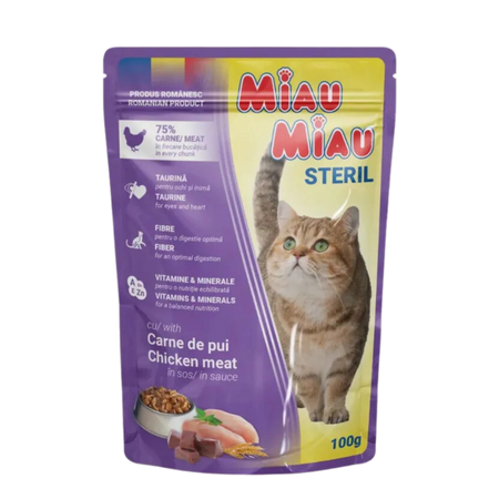 MIAU MIAU mokra karma dla sterylizowanych kotów - kurczak 100 g