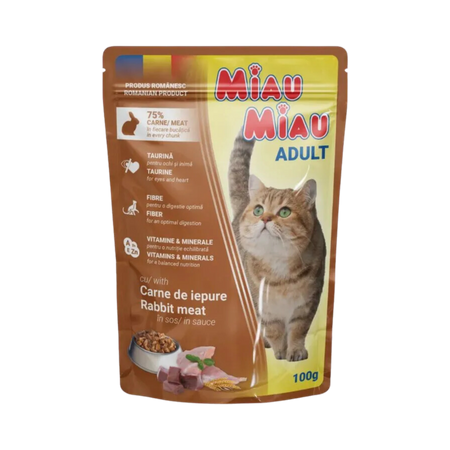 MIAU MIAU mokra karma dla dorosłych kotów - królik w sosie 100 g
