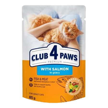 CLUB 4 PAWS Premium mokra karma dla kota - łosoś w galarecie 85 g