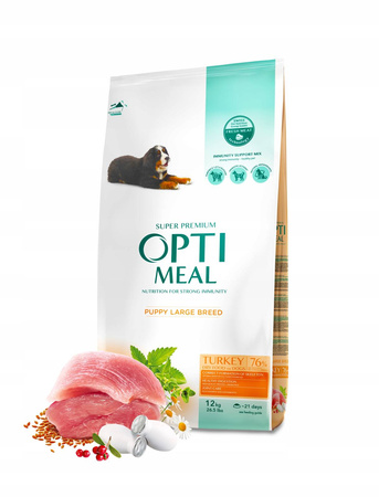 OPTIMEAL Super Premium sucha karma dla szczeniąt dużych ras – indyk 12 kg