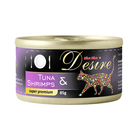 MIAU MIAU DESIRE mokra karma dla kotów - tuńczyk i krewetki 85 g