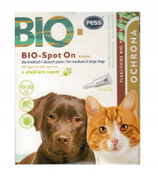 PESS Bio-spot On krople z olejkiem neem dla psów i kotów 10-20 kg - 4 x 2g