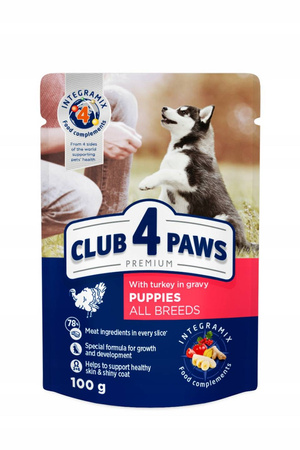 CLUB 4 PAWS Premium mokra karma dla szczeniąt - indyk w sosie 100 g