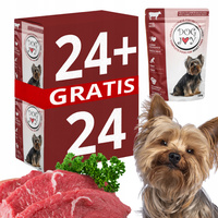 DOG JOY mokra karma dla psów - wołowina 24 x 100 g + GRATIS