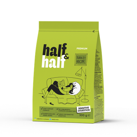 Half&Half "Sensitive" sucha karma dla dorosłych kotów - indyk 300 g