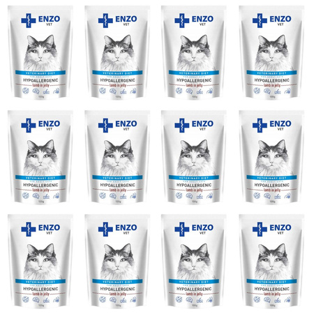 ENZO VET ZESTAW Hypoallergenic mokra karma jagnięcina w galarecie 12x100 g