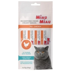 MIAU MIAU kremowy przysmak dla kotów - kurczak, 4 x 15 g