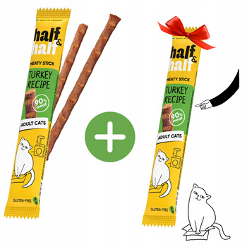 HALF&HALF przysmak dla kotów - mięsne paluszki z indyka 5 g 1+1 GRATIS