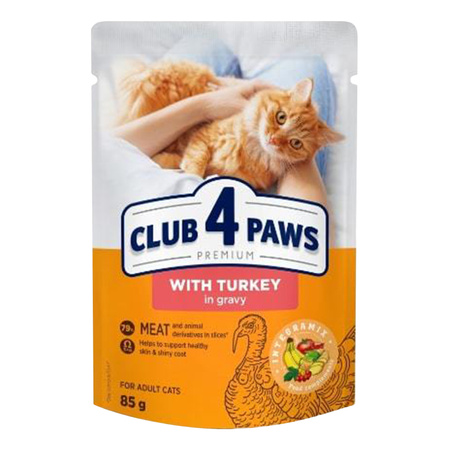 CLUB 4 PAWS Premium mokra karma dla kota - indyk w galarecie 85 g