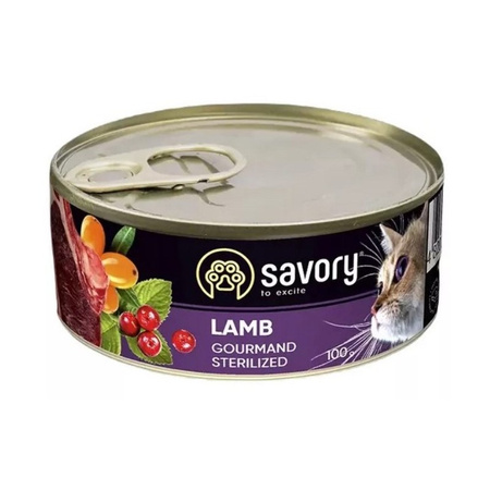 SAVORY Sterilised mokra karma dla kotów - pasztet z jagnięciną 100 g