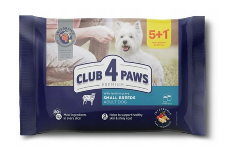 CLUB 4 PAWS Premium mokra karma dla psów małych ras - jagnięcina (5+1) 480g