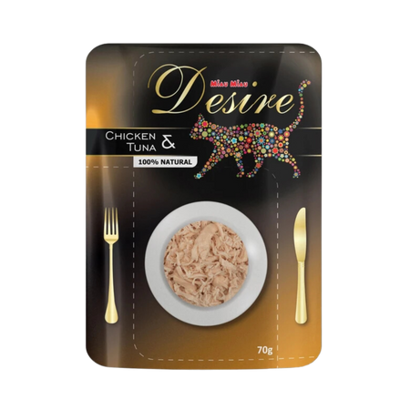 MIAU MIAU DESIRE mokra karma dla kotów - kurczak i tuńczyk w zupie 70 g