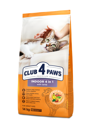 CLUB 4 PAWS „Indoor 4 in1” sucha karma dla kotów - jagnięcina 14 kg