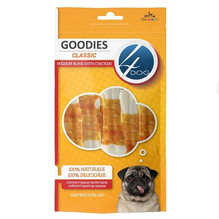 4DOG GOODIES przysmak dla psów - kość z kurczakiem, 120 g