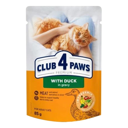 CLUB 4 PAWS Premium mokra karma dla kotów - kaczka w sosie 85 g