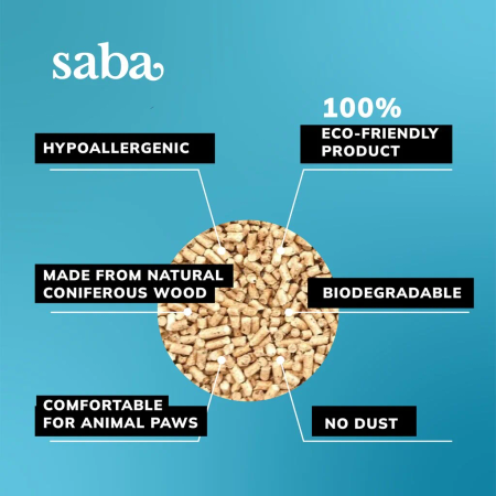 SABA żwirek uniwersalny drewniany do toalet i klatek dla zwierząt, 10 L