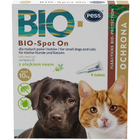 PESS Bio-spot On krople z olejkiem neem dla psów i kotów do 10 kg - 4 x 1 g
