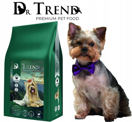 DR. TREND Premium sucha karma dla szczeniąt z indykiem 15 kg + GRATIS